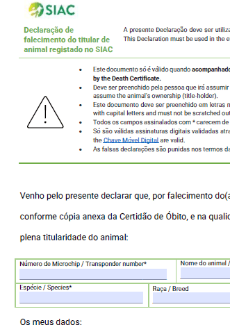 declaração de transmissão por morte de titular
